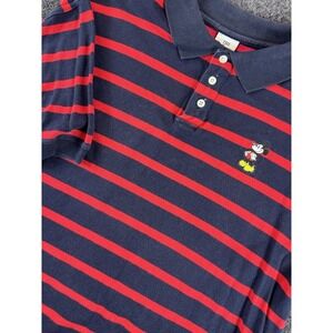 Disney Store Mickey Mouse Striped Polo Shirt XL Navy Red
